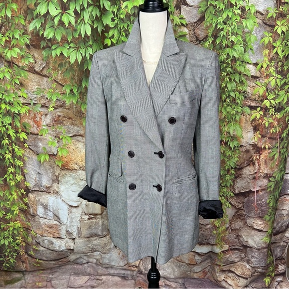 DKNY Plaid Houndstooth Asymmetric Blazer, 10 - Picture 2 of 13